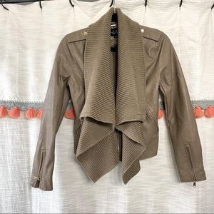 Shawl Collar Faux Leather Jacket